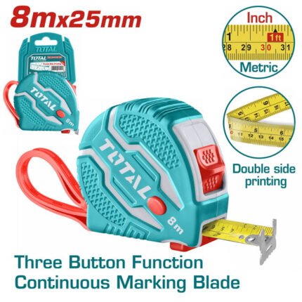 TOTAL STEEL MEASURING TAPE 8M X 25MM (TMT126081)