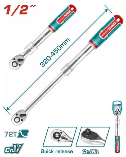 TOTAL 1/2" EXTENDABLE RATCHET WRENCH (THT106128L)