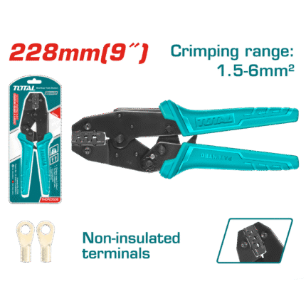 RATCHET CRIMPING PLIER FOR NON-INSULATED TAPS AND RECEPTACLES