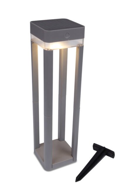 LUTEC TABLE CUBE PORTABLE SOLAR LIGHT SILVER 3000K 1W IP44 TOUCH DIMMER P9080-450-3K SI | LUT00146