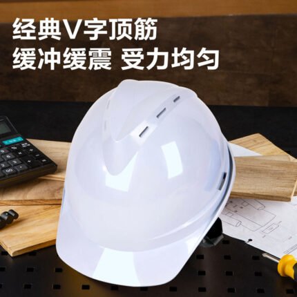 DELI TOOLS DL525014 PE SAFETY HELMET, UNIVERSAL SIZE, WHITE