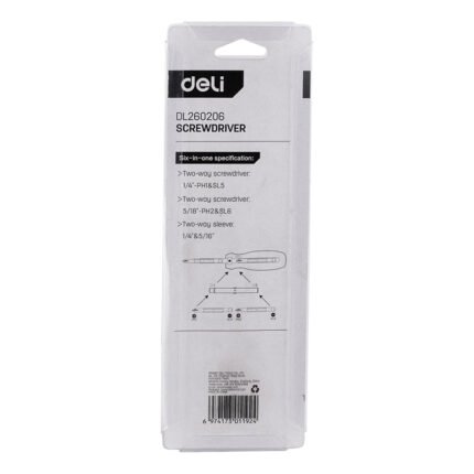 DELI 6-IN-1 MULTI PURPOSE SCREWDRIVER 6.35*65MM | EDL260206