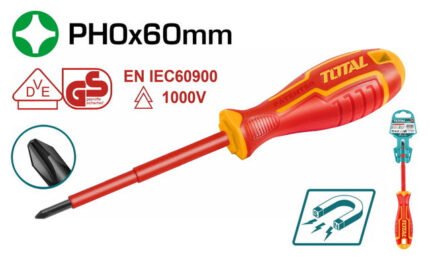 TOTAL INSULATED SCREWDRIVER 1000V PH0 X 60 (THTISPH060)