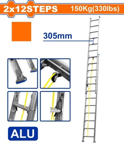 WADFOW ALUMINUM EXTENDABLE LADDER 12 STEPS