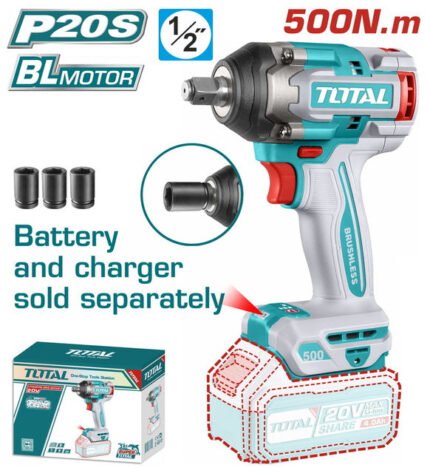 TOTAL CORDLESS IMPACT WRENCH BATTERY LI-ION 20V / 500NM WITHOUT BATTERY & CHARGER (TIWLI20501)