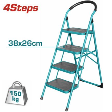 STEEL LADDER WITH PLATFORM 1.30M 4 STEPS TOTAL MODEL THLAD09041
