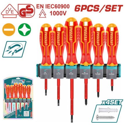 TOTAL SCREWDRIVER SET 1000V 6PCS (THTIS566)