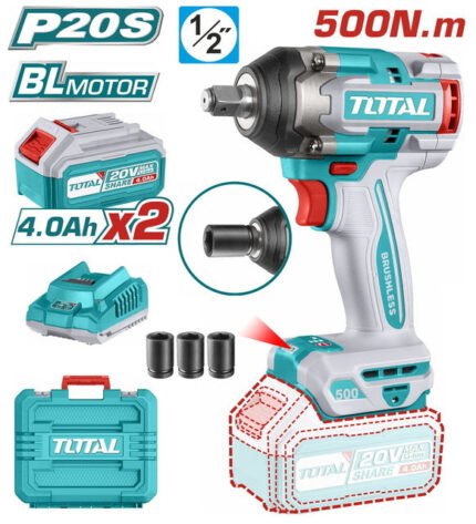 TOTAL CORDLESS IMPACT WRENCH LI-ION 20V / 4AH / 500NM (TIWLI2050)