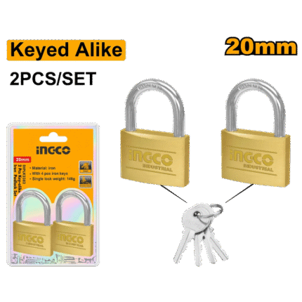 INGCO BRASS PADLOCK SET 20MM