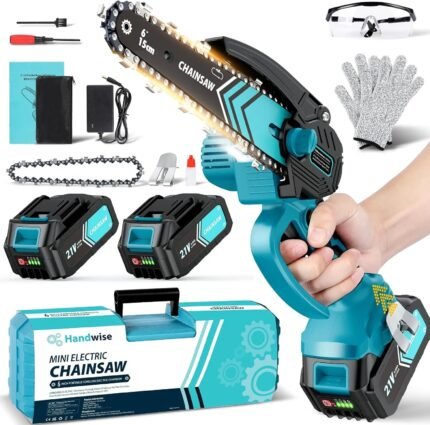 HANDWISE 6-INCH 850W CORDLESS MINI CHAINSAW WITH 8000MAH BATTERY