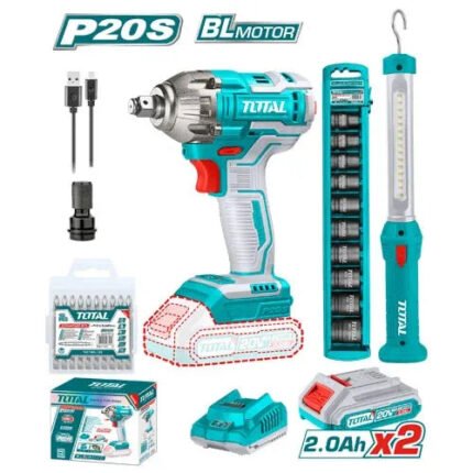 TOTAL LITHIUM-ION CORDLESS COMBO KIT TOSLI231004: IMPACT WRENCH & WORK LAMP