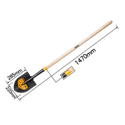 STEEL SHOVEL WITH HANDLE 147MMX220MMX285MM